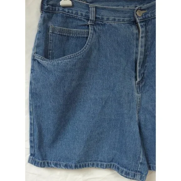 Vtg Blassport Womens 14 Stretch High Rise Med Wash Wide Leg Denim Shorts W34xL5 - Picture 2 of 11
